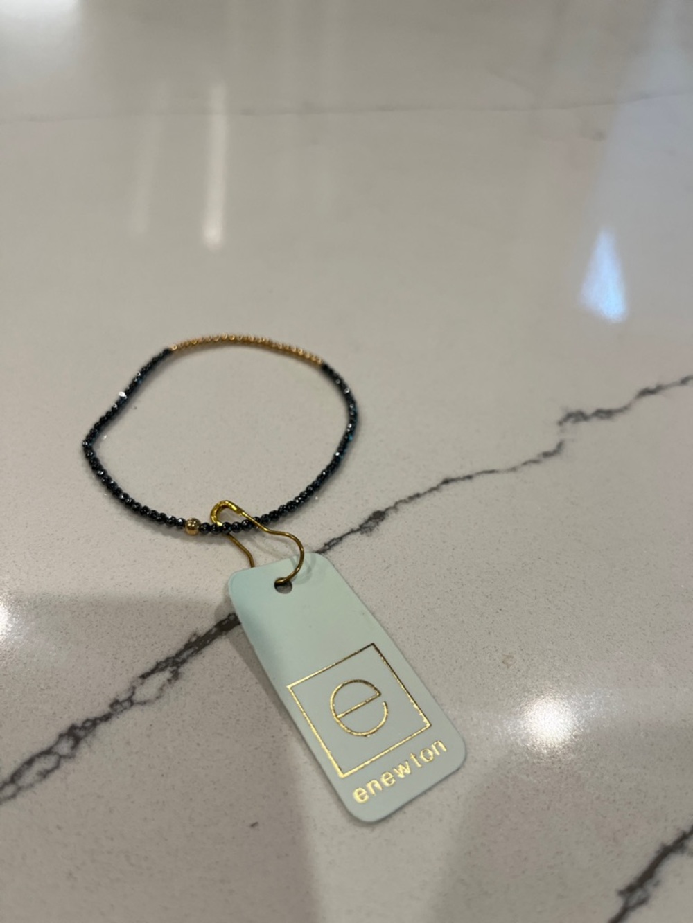 E Newton Gold & Black Beaded Bracelet with Mint Tag
